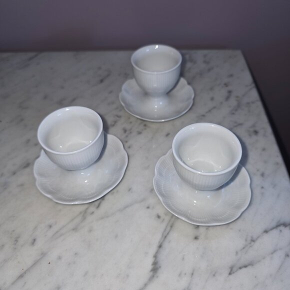 Kaiser Germany Porcelain Egg Cups Set of 3 w/ Vintage Easter Candle Eggs Cottage - Picture 10 of 10